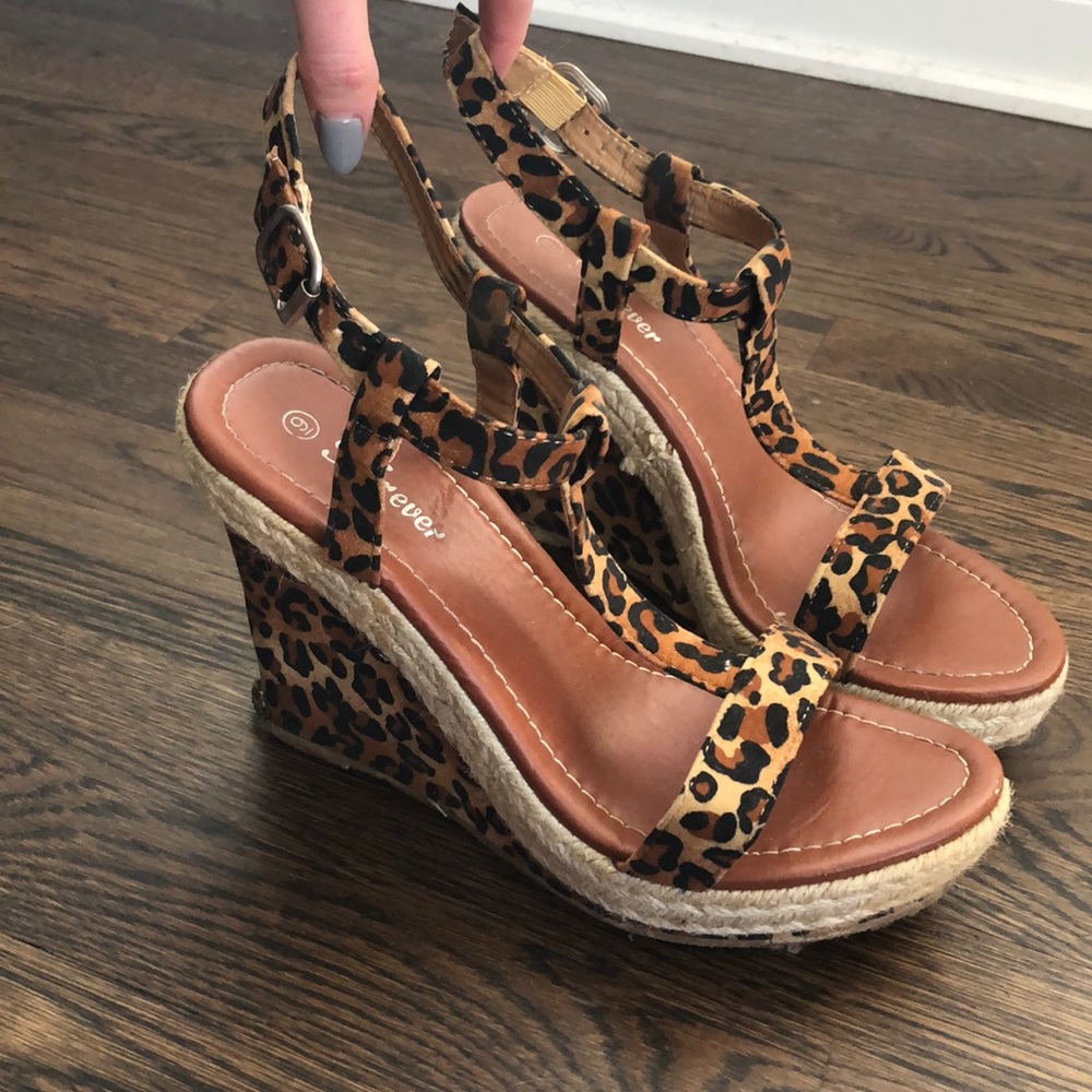 Leopard Wedge Sandals